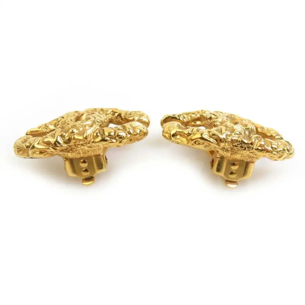 CHANEL Gold Logo Earrings